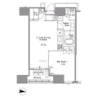 White Tower Hamamatsucho ホワイトタワー浜松町【10階】の間取り