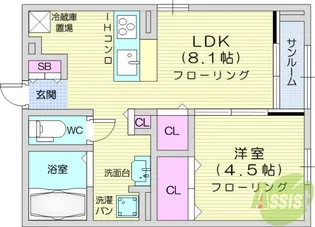 ティエドールA【1階】の間取り