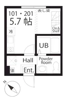 ハーミットクラブハウス大倉山の上【2階】の間取り