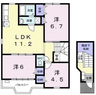 シャン・ド・フルール【2階】の間取り
