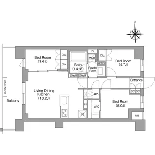 コンフォリア・リヴ大森西【6階】の間取り