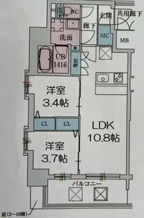 スプランディッド弁天町DUE【3階】の間取り