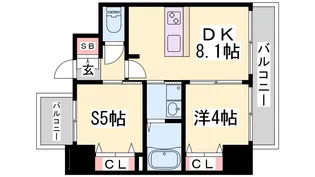 エステムプラザ神戸三宮ルクシア【9階】の間取り