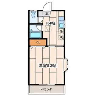 ハイツ栴檀【1階】の間取り