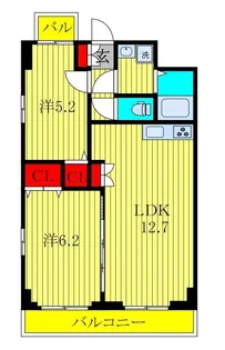 キャトルセゾン都賀【3階】の間取り