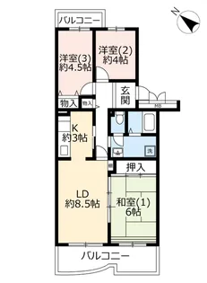 UR多摩ニュータウンビスタノーレ向陽台【5階】の間取り