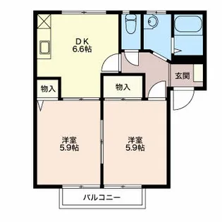 芝宮ハイツ【2階】の間取り