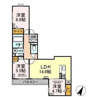シェルメール【2階】の間取り