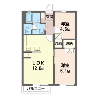 リブナカザト【1階】の間取り