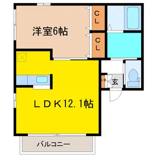 ノエル若林B棟【1階】の間取り