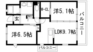 アルビス緑丘111号棟【5階】の間取り
