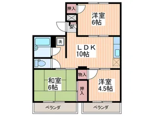 タウニー中川【2階】の間取り