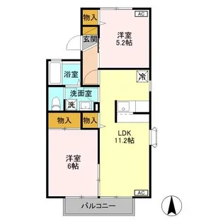 セジュール藤B【2階】の間取り