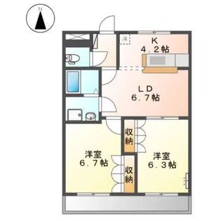 2LDKの間取り画像