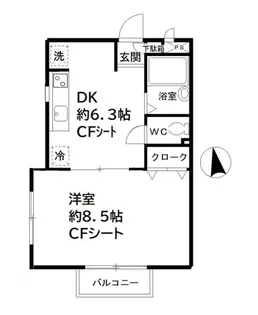 1DKの間取り画像