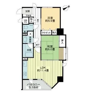 ライオンズマンション支倉【2階】の間取り