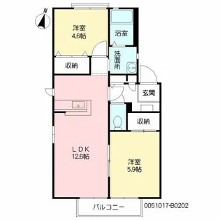 美し浜 B棟【2階】の間取り