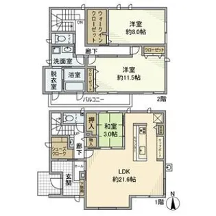 愛知県あま市甚目寺【一戸建】の間取り
