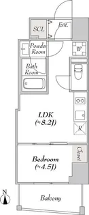 ルミーク文京湯島【8階】の間取り