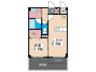 プランドル南観音【1階】の間取り