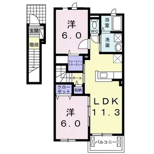 メリーウェイヴ【2階】の間取り