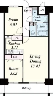 F-TAMATSUKURI【10階】の間取り