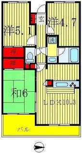 エスポワール新松戸【5階】の間取り