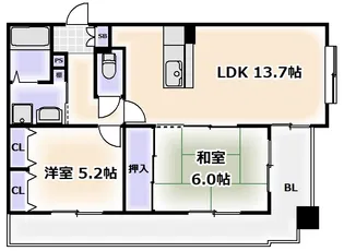 シエル・ピュール田辺【5階】の間取り