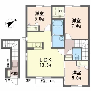 グリーンメゾン大橋A【2階】の間取り