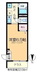ラフィネ岡安【1階】の間取り
