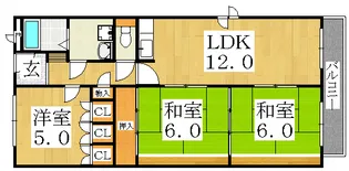 グランドパレス長居【5階】の間取り