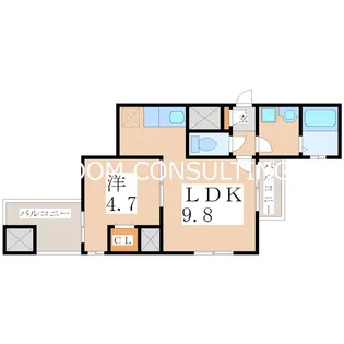 1LDKの間取り画像