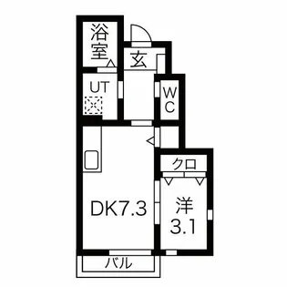 1DKの間取り画像