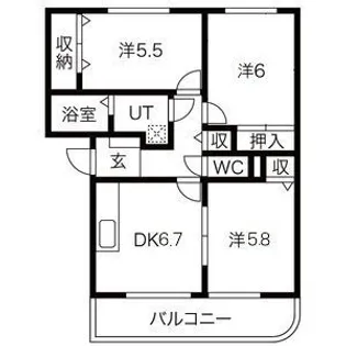 あさひレジデンス新前橋【2階】の間取り