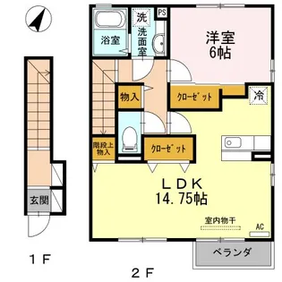 サワディー ファン バーン A【2階】の間取り