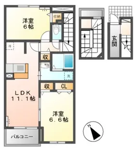 2LDKの間取り画像