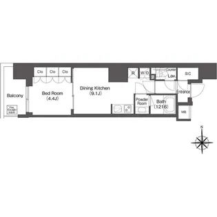 コンフォリア東新宿【4階】の間取り