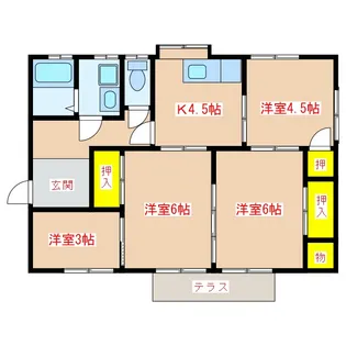 コーポ竹之内 2号棟【1階】の間取り