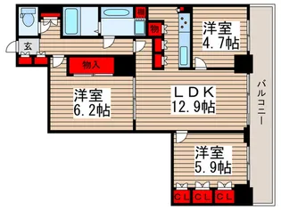 ライブタワー武蔵浦和【36階】の間取り