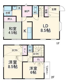 神奈川県横須賀市武3【一戸建】の間取り