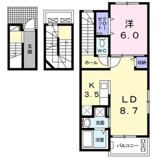 広島県広島市安佐南区山本2【アパート】の間取り