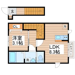 仮)ガス割 第九弾 Escondite卸町II【2階】の間取り