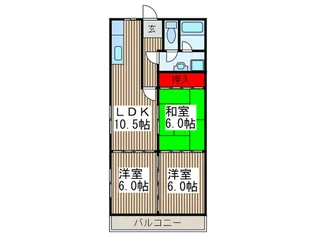 松江マンション【3階】の間取り