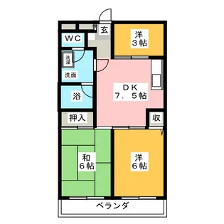 パレス木の間【4階】の間取り