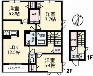 スプリングウインド若宮 A棟【2階】の間取り