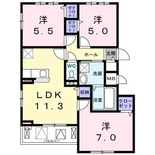レイアフォレストIV【3階】の間取り
