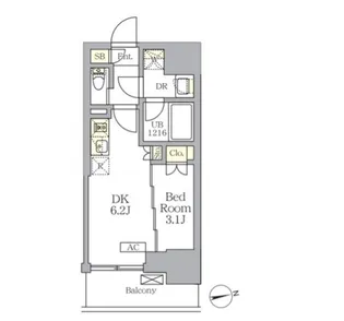 ザ・ライオンズフォーシア文京湯島【9階】の間取り