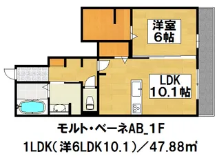 モルト ベーネA【1階】の間取り
