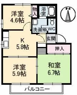 ベルエア F棟【1階】の間取り