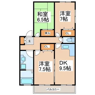 サンライズ国府B【1階】の間取り